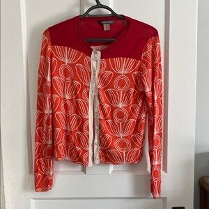 Orla Kiely Red and Orange Graphic Floral Cardigan